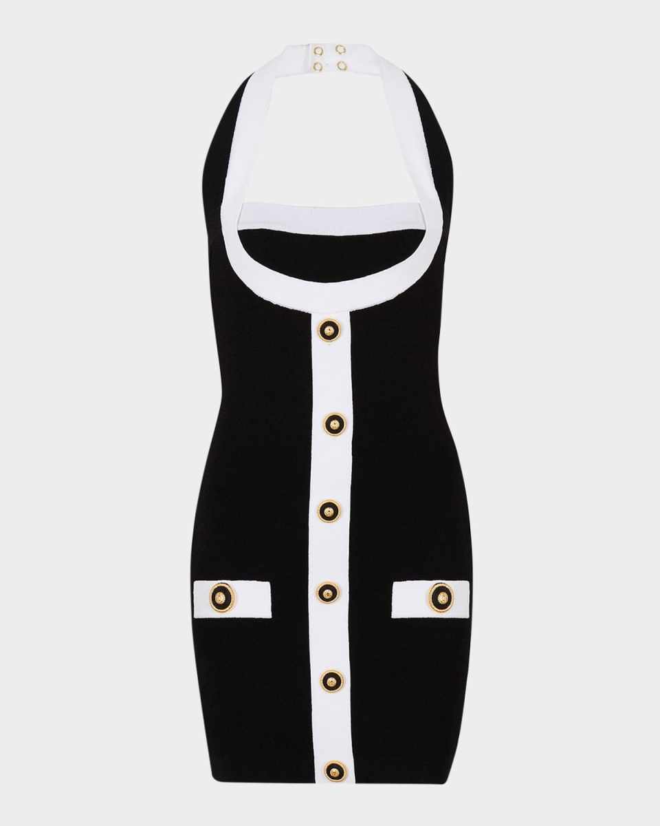 Halterneck Contract Trim Mini Dress